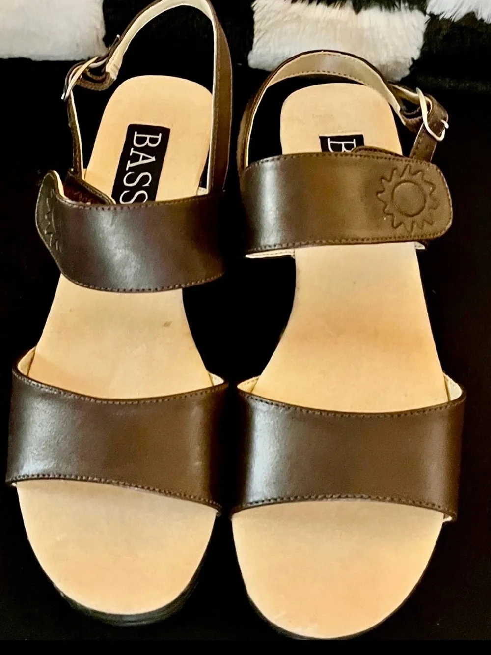 Strappy Sandals with Sun Embossed Accent